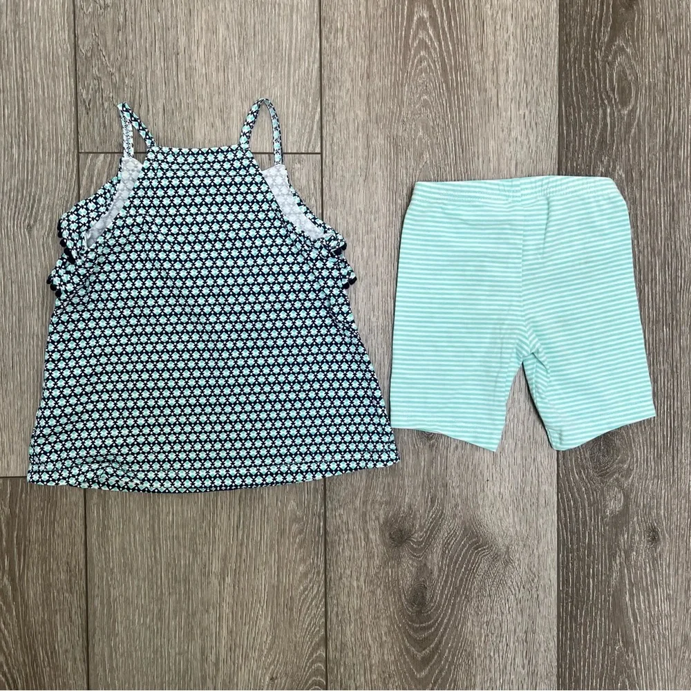 CARTERS 2PC TANK TOP AND SHORTS OUTFIT NAVY MINT 24MO